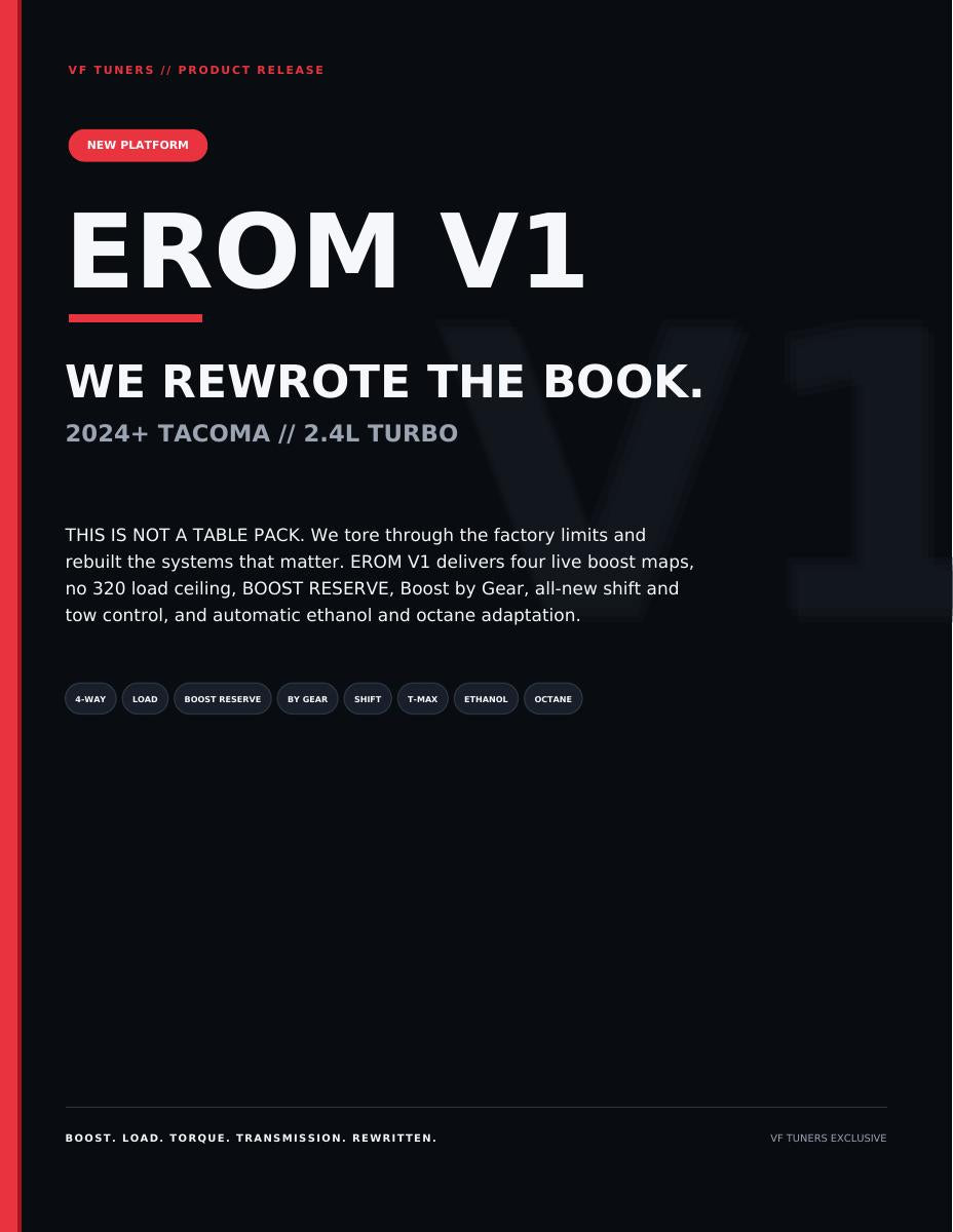 Cover of the EROM V1 release for the 2024 and newer Tacoma 2.4L turbo.