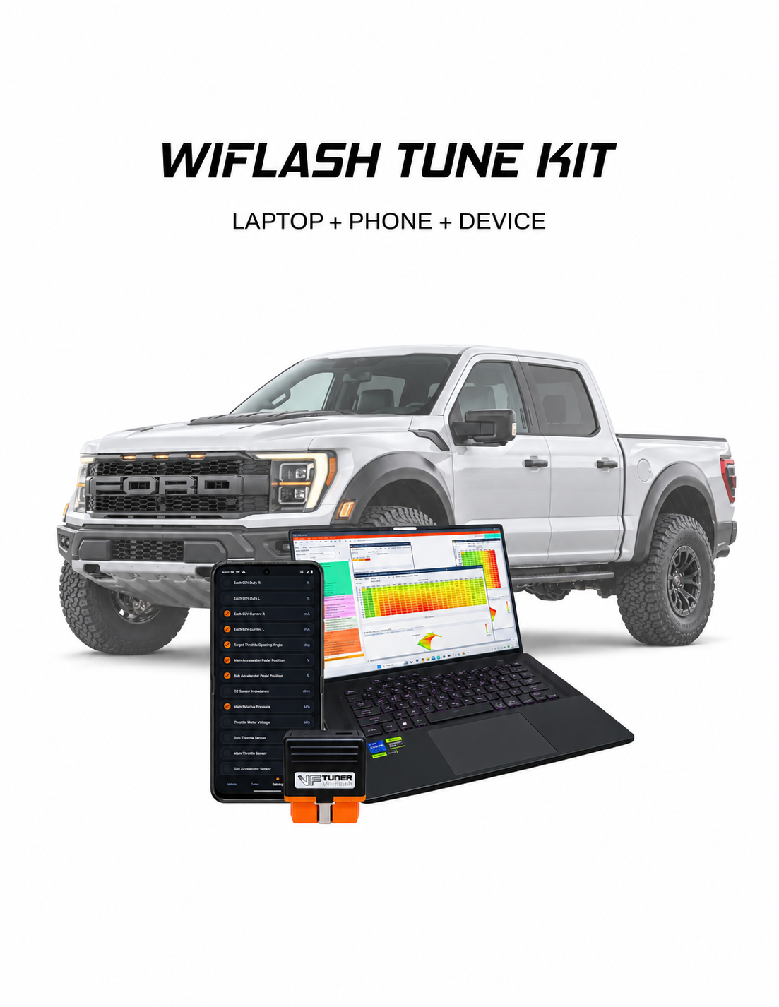 Ford F-150 Raptor WiFlash tuning kit for laptop and Android phone