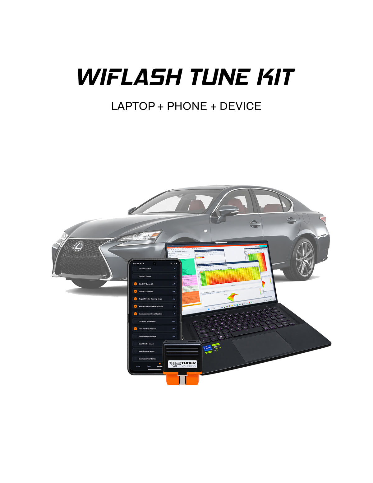 Lexus IS350 WiFlash tuning kit for laptop and Android phone