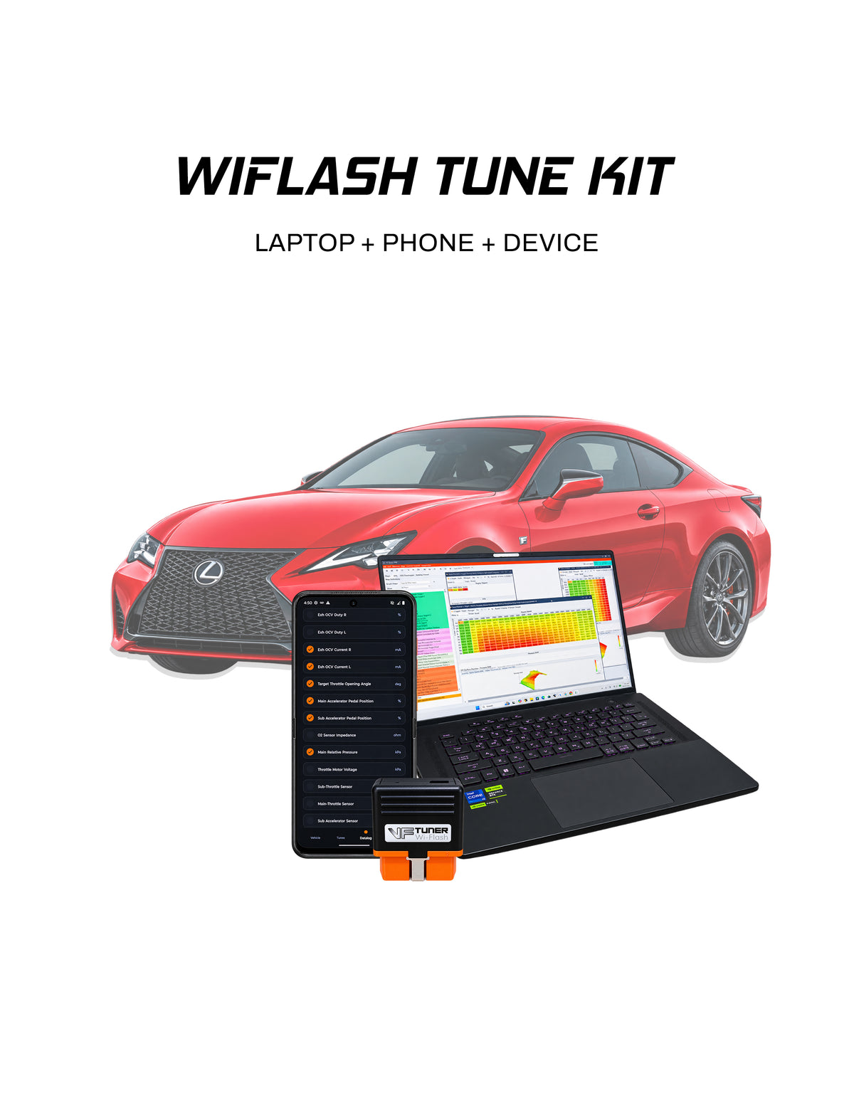 Lexus RC200 RC200T RC300 WiFlash tuning kit for laptop and Android phone