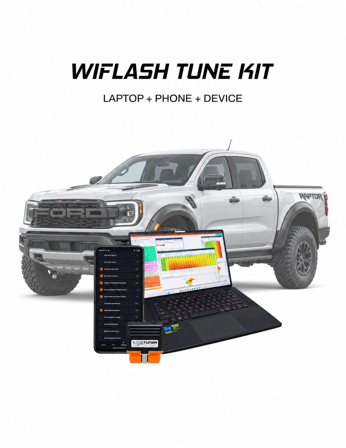 Ford Ranger Raptor WiFlash tuning kit for laptop and Android phone