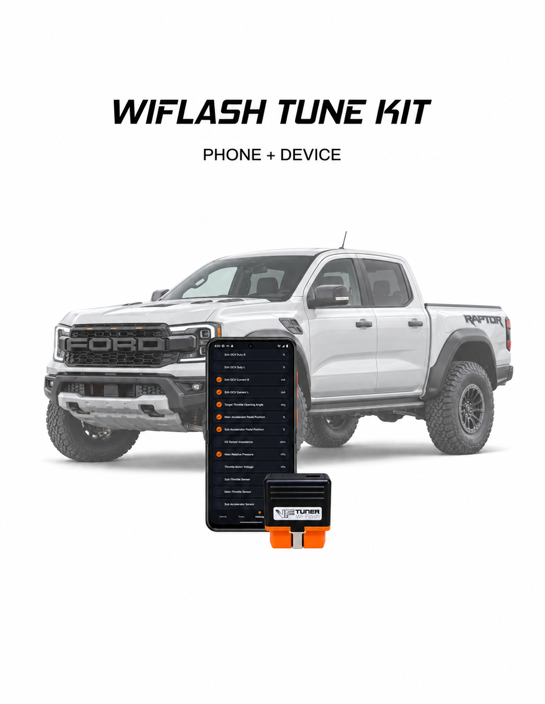 Ford Ranger Raptor WiFlash tuning kit for Android phone
